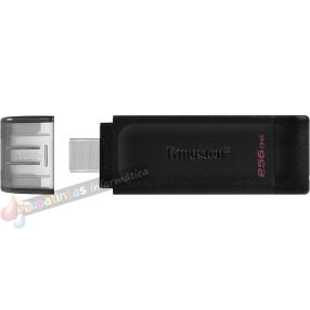 Kingston DataTraveler 70 Memoria USB Tipo C 256GB - USB-C 3.2 Gen 1 - Con Tapa - Color Negro (Pendrive)-1
