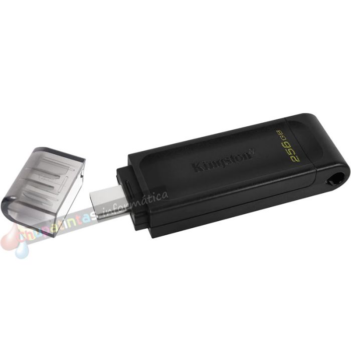 Kingston DataTraveler 70 Memoria USB Tipo C 256GB - USB-C 3.2 Gen 1 - Con Tapa - Color Negro (Pendrive)-3