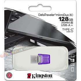 Kingston DataTraveler microDuo 3C Memoria USB-A + USB-C 128GB 3.2 Gen 1 - Velocidad de Lectura 200 MB/s - (Pendrive)-3