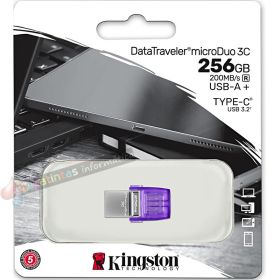 Kingston DataTraveler microDuo 3C Memoria USB-A + USB-C 256GB 3.2 Gen 1 - Velocidad de Lectura 200 MB/s - (Pendrive)-3