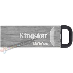 Kingston DataTraveler Kyson Memoria USB 128GB - 3.2 Gen 1 - 200 MB/s en Lectura - Diseño Metálico - Color Plata (Pendrive)-1