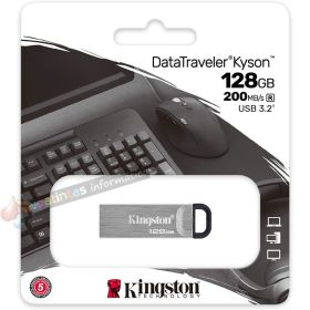 Kingston DataTraveler Kyson Memoria USB 128GB - 3.2 Gen 1 - 200 MB/s en Lectura - Diseño Metálico - Color Plata (Pendrive)-3