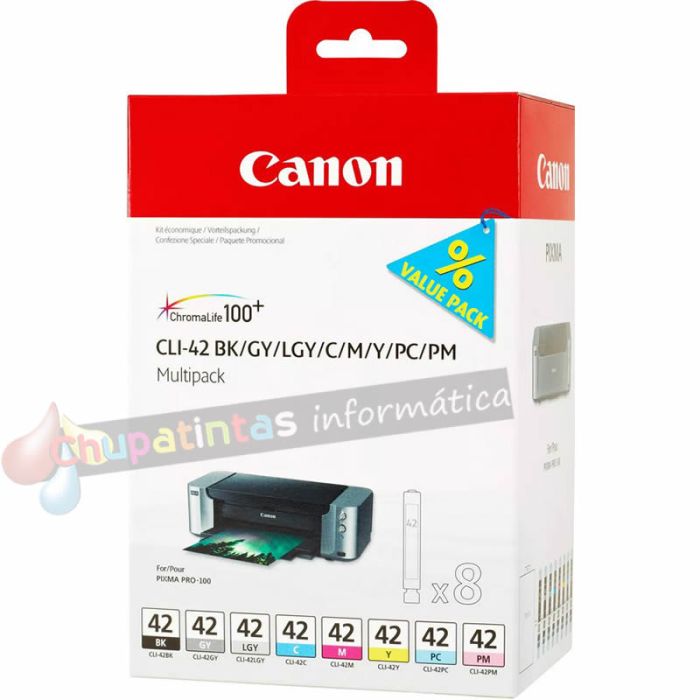 Canon CLI42 Pack de 8 Cartuchos de Tinta Originales - 6384B010-2