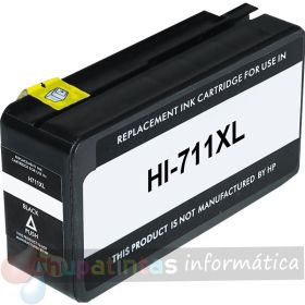 HP 711XL Negro Cartucho de Tinta Genérico - Reemplaza CZ133A/CZ129A