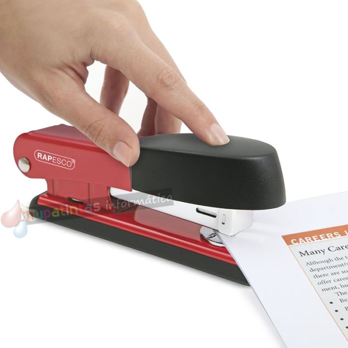 Rapesco Bowfin Grapadora Metálica de Sobremesa - Hasta 25 Hojas - Grapas 26/6, 24/6 - Grapado Cerrado y Abierto - Rojo -2