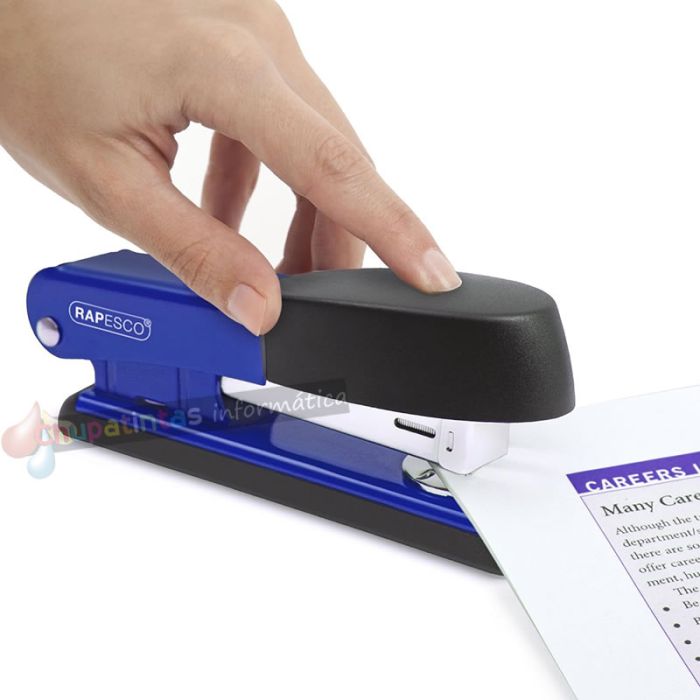 Rapesco Bowfin Grapadora Metálica de Sobremesa - Hasta 25 Hojas - Grapas 26/6, 24/6 - Grapado Cerrado y Abierto - azul/negro-2