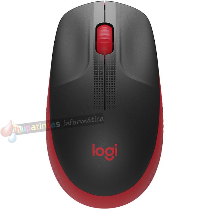 Logitech M190 Full Size Raton Inalambrico USB 1000dpi - 3 Botones - Gran Tamaño - Uso Ambidiestro - Color Negro/Rojo