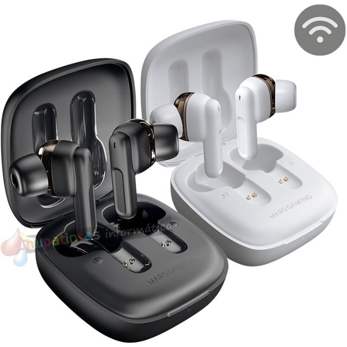 Mars Gaming MHIB Auriculares Gaming - Bluetooth 5.1 TWS - hasta 16h - Táctiles - Cancelación de Ruido - IPX4 - Color Blanco-5