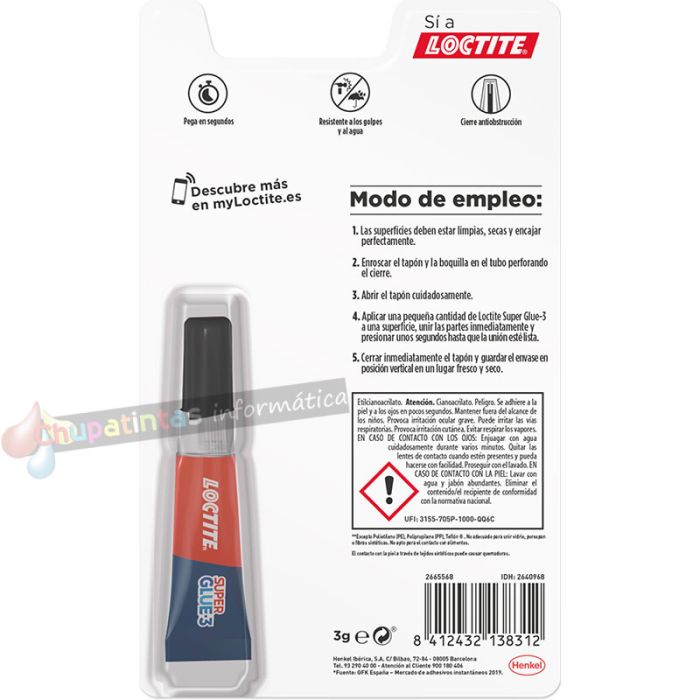 Loctite Súper Glue-3 Original Pegamento Transparente Instantáneo 3gr - Resistencia - Secado en 3 Segundos -2