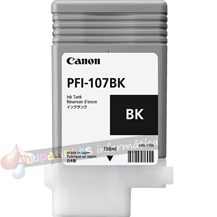 Canon PFI107 Negro Cartucho de Tinta Original - PFI107BK/6705B001-1
