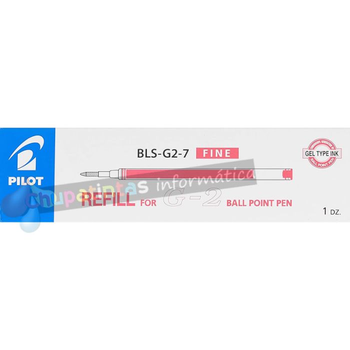 Pilot Recambio para Bolígrafos G2, B2P, G2 Victoria, G-Knock, Serie MR - Color Rojo-1