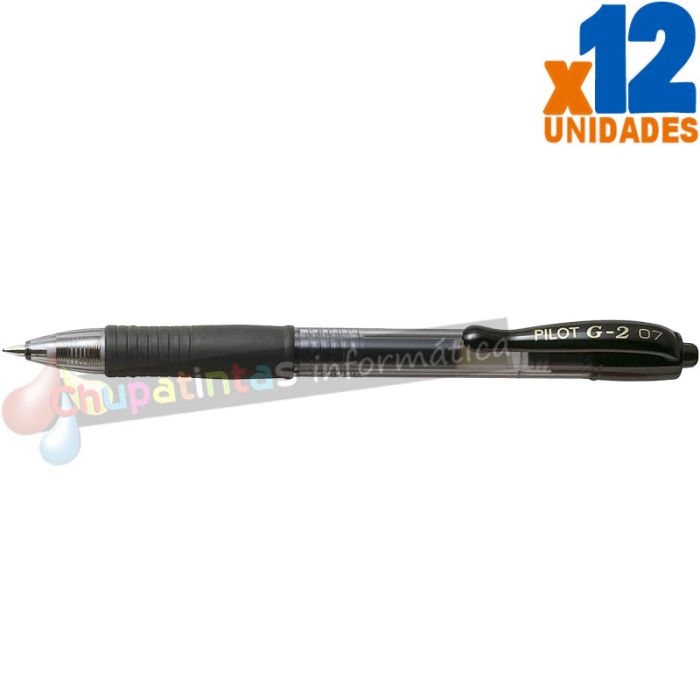 Pilot Bolígrafo de Gel G2 Rollerball Retráctil - Recargable - Punta de Bola Redonda 0.7mm -  Grip Ergonómico - Color Negro-1