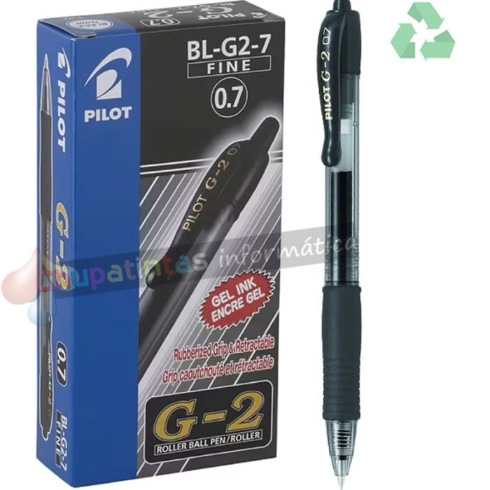 Pilot Bolígrafo de Gel G2 Rollerball Retráctil - Recargable - Punta de Bola Redonda 0.7mm -  Grip Ergonómico - Color Negro-4