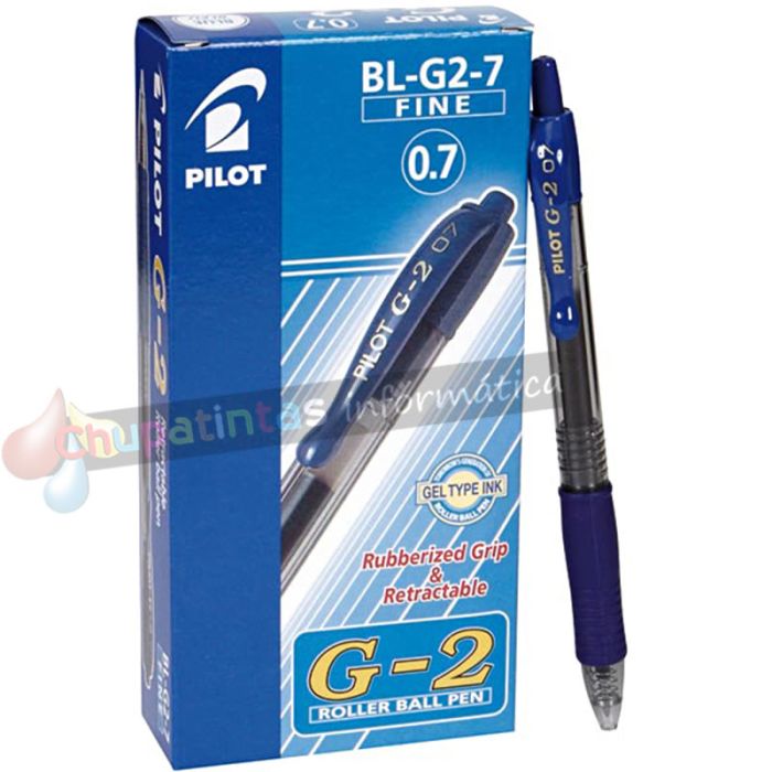 Pilot Bolígrafo de Gel G2 Rollerball Retráctil - Recargable - Punta de Bola Redonda 0.7mm -  Grip Ergonómico - Color Azul-4