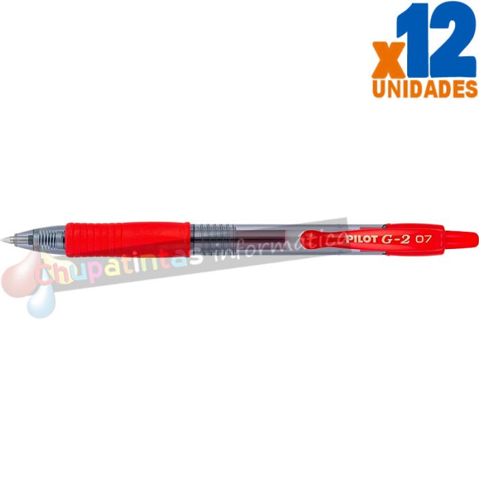 Pilot Bolígrafo de Gel G2 Rollerball Retráctil - Recargable - Punta de Bola Redonda 0.7mm -  Grip Ergonómico - Color Rojo-1