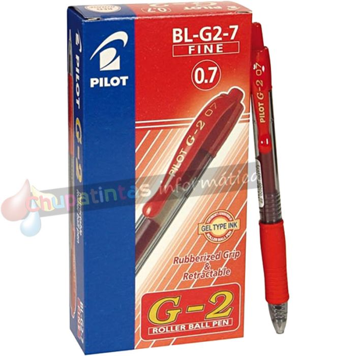 Pilot Bolígrafo de Gel G2 Rollerball Retráctil - Recargable - Punta de Bola Redonda 0.7mm -  Grip Ergonómico - Color Rojo-4