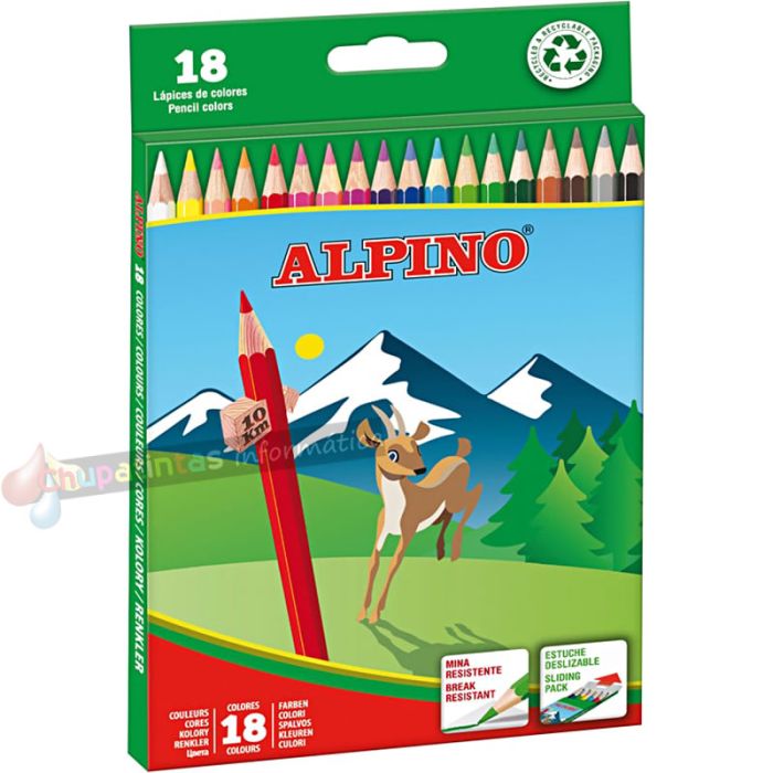 Alpino Pack de 18 Lápices de Colores Hexagonales - Mina de 3mm Resistente a la Rotura - Colores Vivos y Brillantes Surtido-1