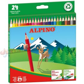 Alpino Pack de 24 Lápices de Colores Hexagonales - Mina de 3mm Resistente a la Rotura - Colores Vivos y Brillantes Surtido-1