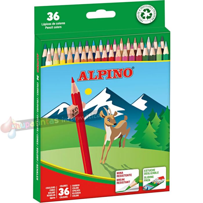 Alpino Pack de 36 Lápices de Colores Hexagonales - Mina de 3mm Resistente a la Rotura - Colores Vivos y Brillantes Surtido-1