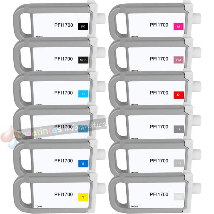 Canon PFI1700/PFI1300/PFI1100 Pack de 12 Cartuchos de Tinta Genéricos