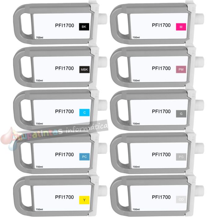 Canon PFI1700/PFI1300/PFI1100 Pack de 10 Cartuchos de Tinta Genéricos