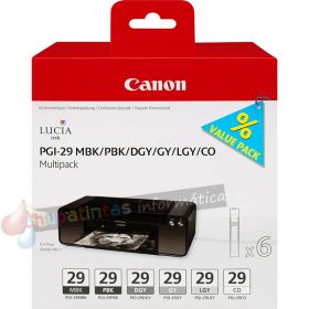 Canon PGI29 Pack de 6 Cartuchos de Tinta Originales - 4868B018-1