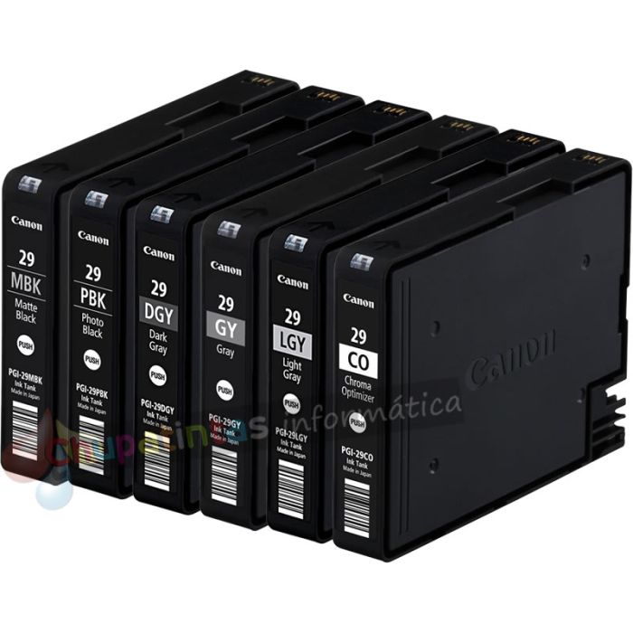 Canon PGI29 Pack de 6 Cartuchos de Tinta Originales - 4868B018-2