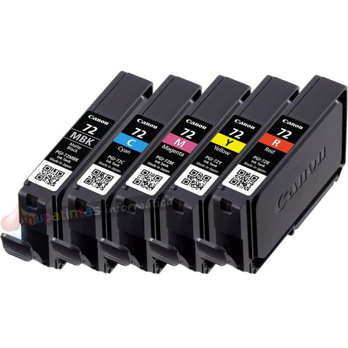 Canon PGI72 Pack de 5 Cartuchos de Tinta Originales - Negro Mate, Cian, Magenta, Amarillo, Rojo - 6402B009-2