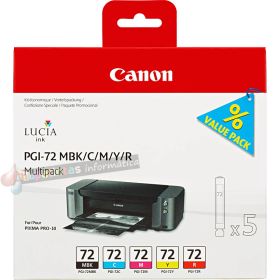 Canon PGI72 Pack de 5 Cartuchos de Tinta Originales - Negro Mate, Cian, Magenta, Amarillo, Rojo - 6402B009-1