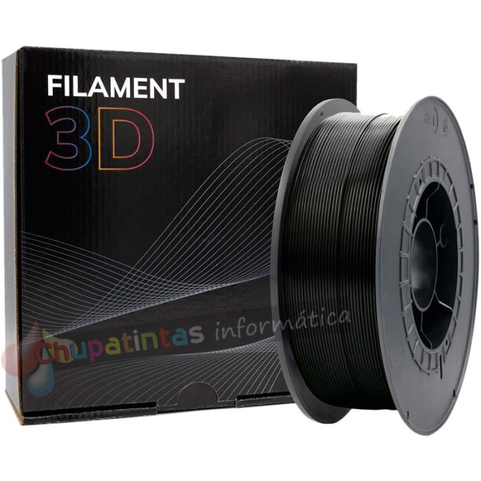 Filamento 3D PLA - Diámetro 1.75mm - Bobina 1kg - Color Negro
