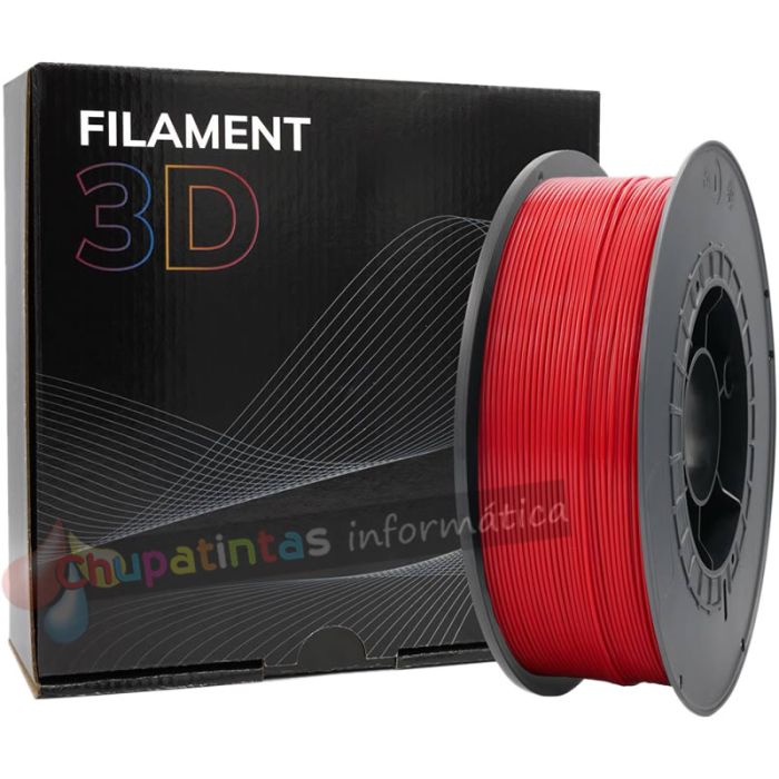 Filamento 3D PLA - Diámetro 1.75mm - Bobina 1kg - Color Rojo