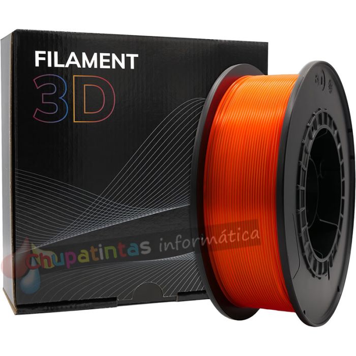 Filamento 3D PLA - Diámetro 1.75mm - Bobina 1kg - Color Naranja Fluorescente