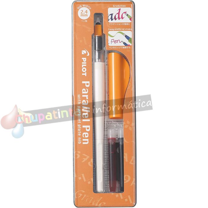 Pilot Pack de Pluma Estilográfica Parallel Pen 2.4mm - 2 Recargas, Kit Limpieza Interior y Exterior - Negro/Rojo-1