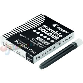 Pilot Pack de 6 Recargas para Pluma Estilográfica Parallel - Capacidad 1ml - Color Negro-1