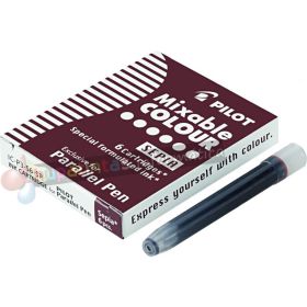 Pilot Pack de 6 Recargas para Pluma Estilográfica Parallel - Capacidad 1ml - Color Sepia-1