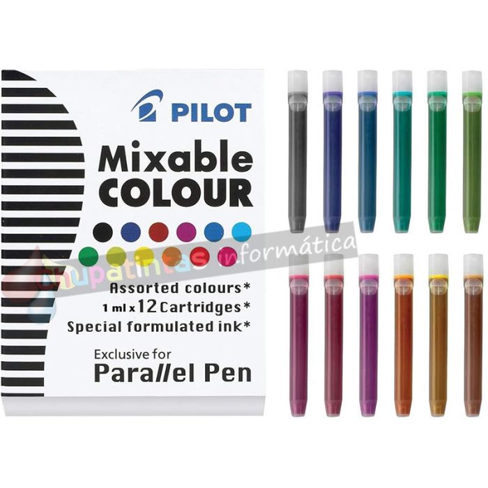 Pilot Pack de 12 Recargas para Pluma Estilográfica Parallel - Capacidad 1ml - Color Sepia-2