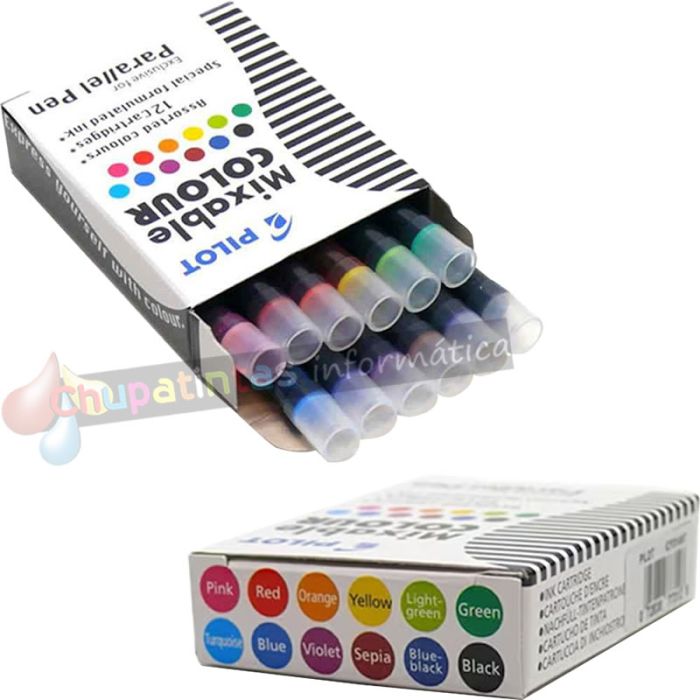 Pilot Pack de 12 Recargas para Pluma Estilográfica Parallel - Capacidad 1ml - Color Sepia-3