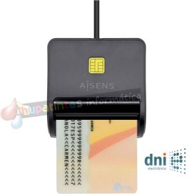 Aisens Lector de Tarjeta Inteligente DNI - ASCR-SN01-BK - Color Negro-1