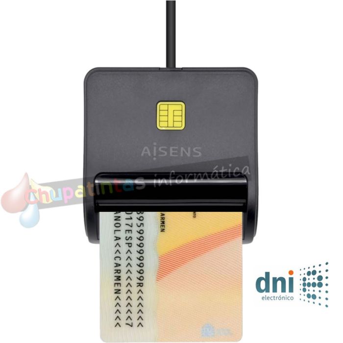 Aisens Lector de Tarjeta Inteligente DNI - ASCR-SN01-BK - Color Negro-1