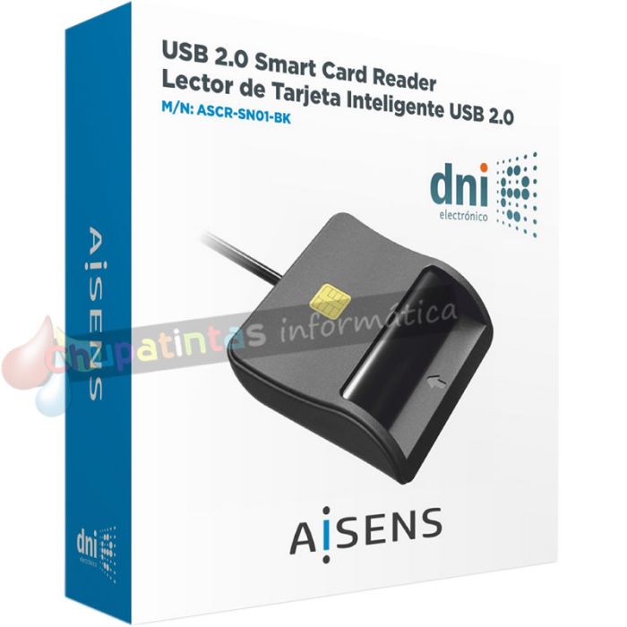Aisens Lector de Tarjeta Inteligente DNI - ASCR-SN01-BK - Color Negro-3