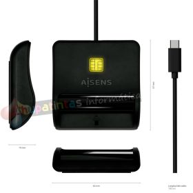 Aisens Lector de Tarjeta Inteligente DNI - USB-C -ASCR-SN03-BK - Color Negro-3