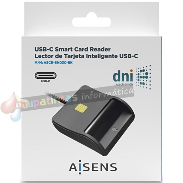 Aisens Lector de Tarjeta Inteligente DNI - USB-C -ASCR-SN03-BK - Color Negro-5