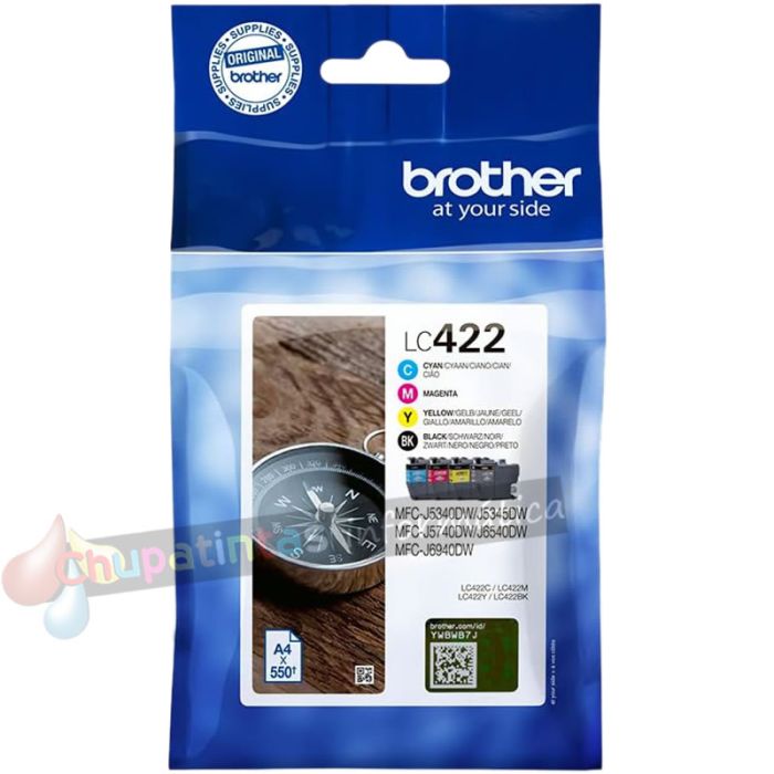 Brother LC422 Pack de 4 Cartuchos de Tinta Originales - LC422VAL-5