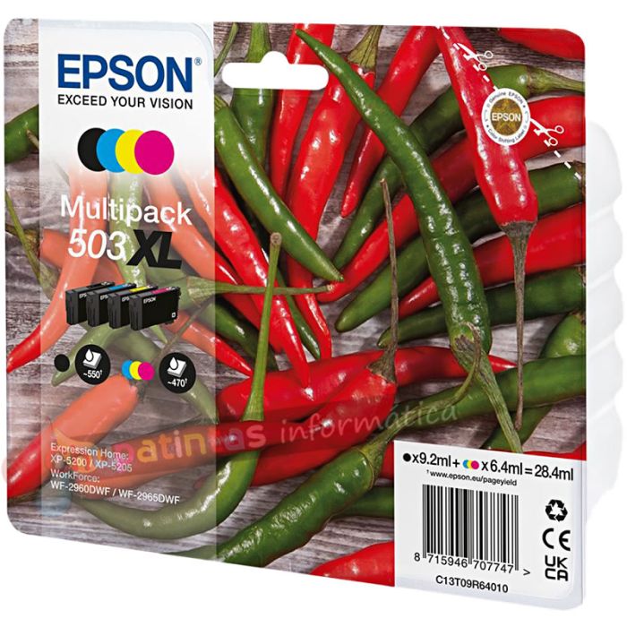 Epson 503XL Pack de 4 Cartuchos de Tinta Originales - C13T09R64010-2