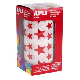 Apli Gomets Estrella Rojos - 12.5mm y 19.5mm - Adhesivo Permanente - 59 Hojas - 2360 Gomets por Rollo - Ideal para Desarrollar Habilidades y Cumplir Normas de Calidad y Seguridad
