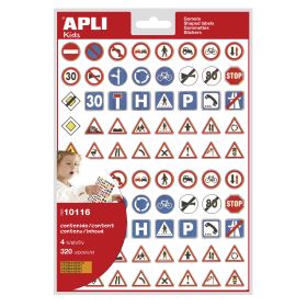 Apli Bolsa de Gomets Tematicos Las Señales de Trafico - 320 Gomets - Adhesivo Permanente - Desarrollados con Educadores - Ideales para Educacion Vial - Normas EN-71 Cumplidas