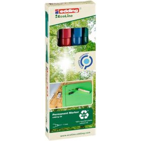 Edding 25 EcoLine Pack de 4 Rotuladores Permanentes - Punta Redonda Fina - Trazo 1mm - 90% de Plastico Reciclado - Colores Surtidos