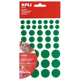 Apli Gomets Adhesivo Removible - 864 Gomets por Bolsa - Diferentes Colores, Formas y Tamaños - Desarrollo de Habilidades - Normas EN-71 y FSC