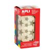 Apli Rollo de 2360 Gomets Estrella Dorada - 12.5mm y 19.5mm - Adhesivo Permanente - Ideal para Escuelas y Talleres Infantiles