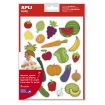 Apli Bolsa de Gomets Tematicos Frutas y Verduras - 69 Gomets - Adhesivo Removible - Ilustraciones Divertidas - Adhesivo Base Agua - Libre de Disolventes - Coloridos